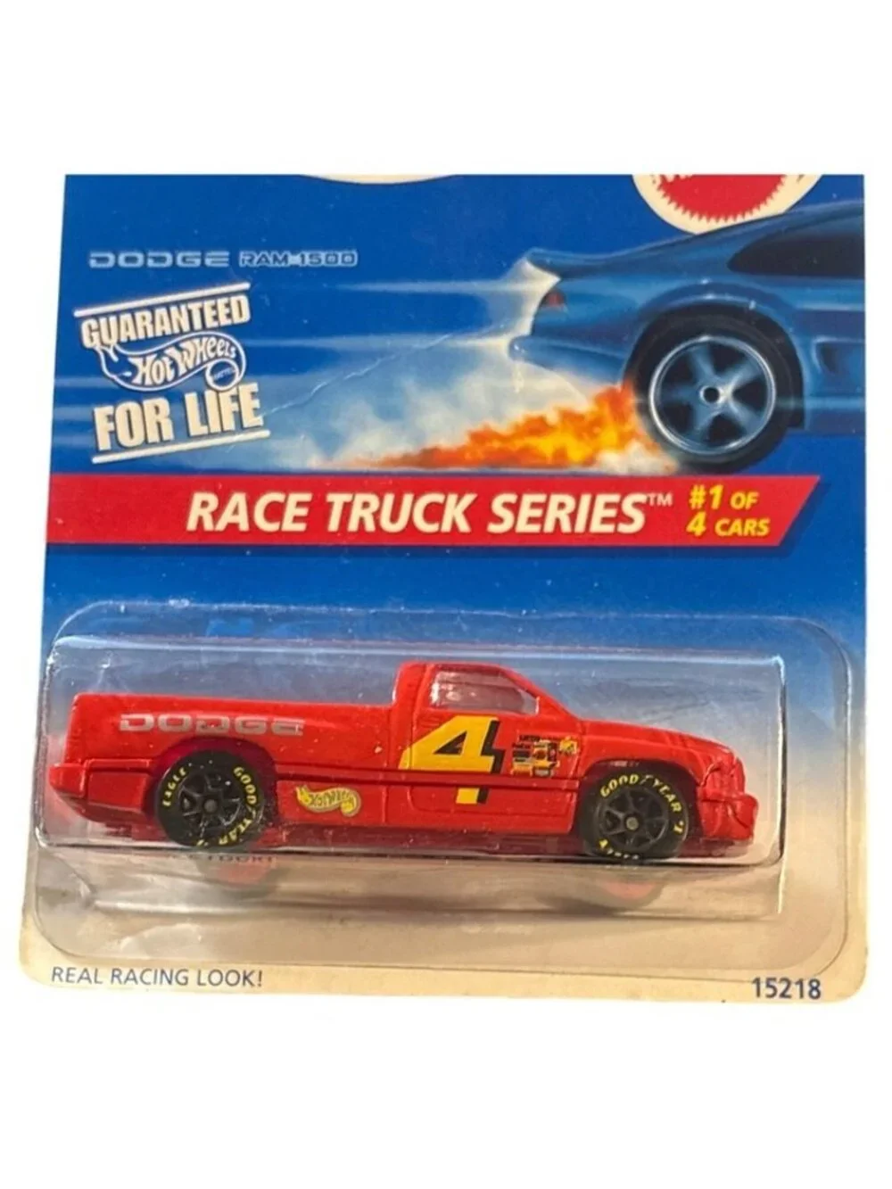Vintage Die Cast Hot Wheels Dodge Ram 1500 Race Red Truck Series 1/4 Red 15208